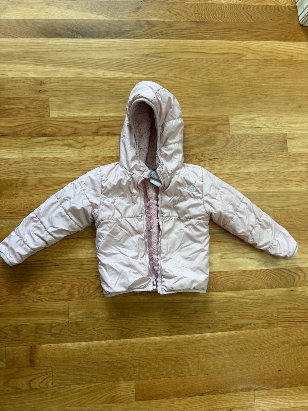 The North Face Light Pink Hooded Puffer Coat